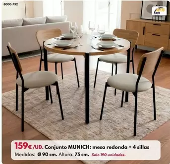 Conjunto MUNICH: Mesa Redonda + 4 Sillas
