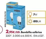 Bombilla Esférica 7w 810lm 220º - E14 3000k