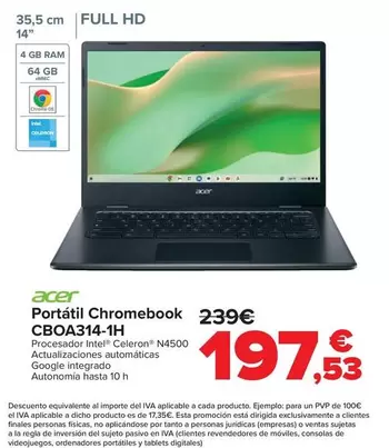 Acer - Portatil Chromebook CBOA314-1H