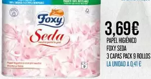 Foxy - Papel Higiénico Seda 3 Capas Pack 9 Rollos