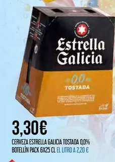Estrella Galicia - Cerveza Tostada 0.0% Botellin Pack 6x