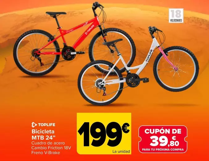 Toplife - Bicicleta MTB 24"