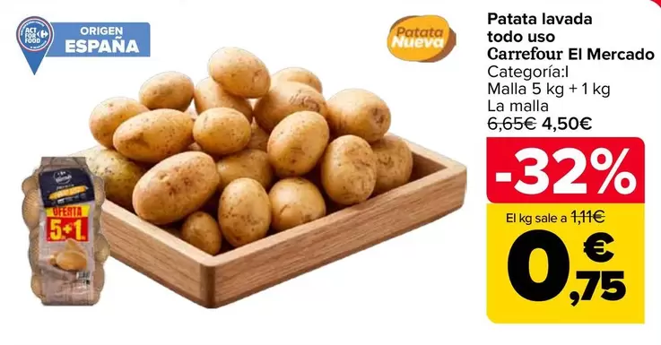 Carrefour El Mercado - Patata Lavada Todo Uso