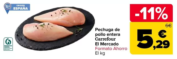 Carrefour El Mercado - Pechuga De Pollo Entera