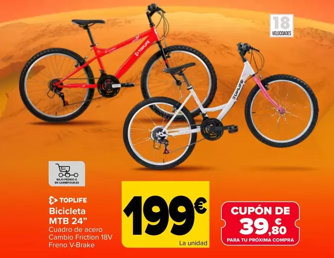 Toplife - Bicicleta MTB 24"