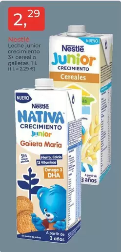 Nestlé - Leche Junior Crecimiento Cereal O Galletas