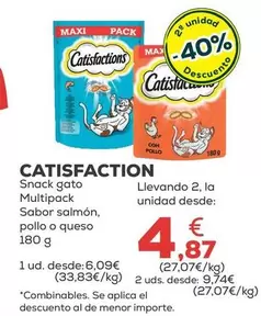Catisfactions - Snack Gato Multipack Sabor Salmón, Pollo O Queso