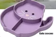 Plato Infantil Silicona Divisiones Y Ventosa Gato