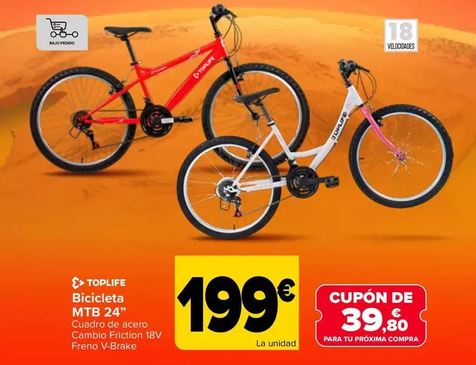 Toplife - Bicicleta MTB 24"