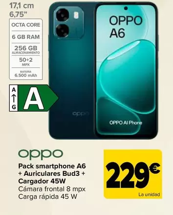 OPPO - Pack Smartphone A6 + Auriculares Bud3 + Cargador 45W