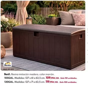 BAÚL MADERA MARRÓN - 105 GALONES 127X61X63,5CM