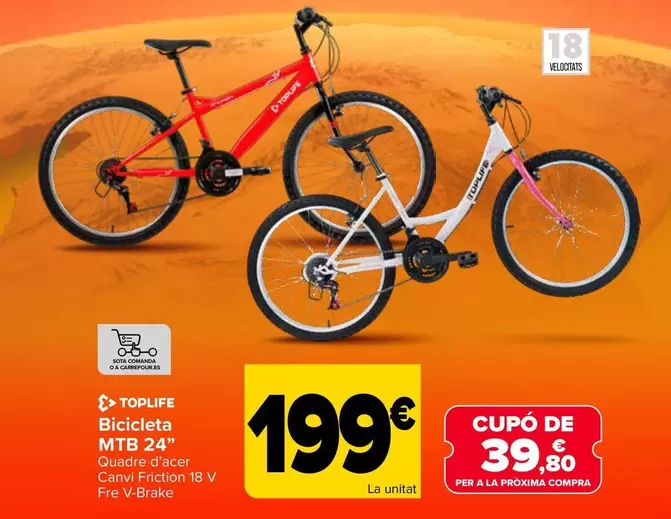 Toplife - Bicicleta MTB 24"