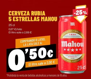 Mahou - Cerveza Rubia 5 Estrellas