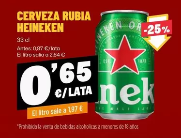 Heineken - Cerveza Rubia
