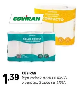 coviran - Papel Cocina 2 Capas 4 U. O Compacto 2 Capas 2 U.