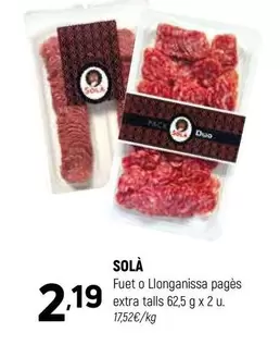 Sole - Fuet O Llonganissa Pages Extra Talls