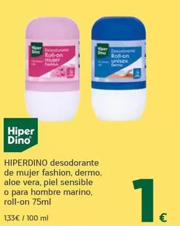 Hiperdino - Desodorante De Mujer Fashion, Dermo, Aloe Vera, Piel Sensible O Para Hombre Marino, Roll-On