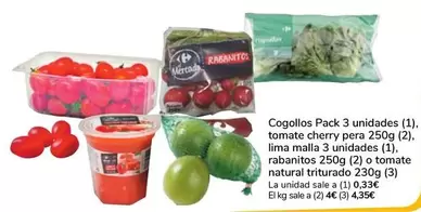 Cogollos, Tomate Cherry Pera, Lima Malla, Rabnitos O Tomate Natural Triturado