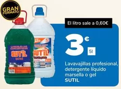 Sutil - Lavavajillas Profesional Detergente Liquido Marsella O Gel