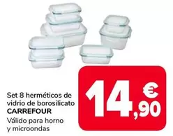 Carrefour - Set 8 Herméticos De Vidrio De Borosilicato