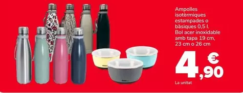 Ampolles Isotèrmiques Estampades O Bàsiques, Bol Acer Inoxidable Amb Tapa