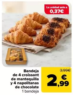 Bandeja De 4 Croissant De Mantequilla Y 4 Napolitanas De Chocolate