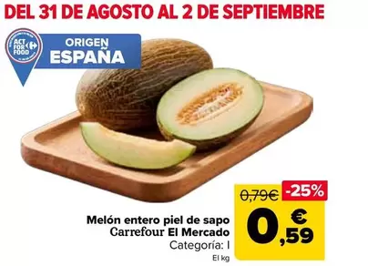 Carrefour El Mercado - Melón Entero Piel De Sapo