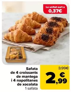 Bandeja De 4 Croissant De Mantequilla Y 4 Napolitanas De Chocolate