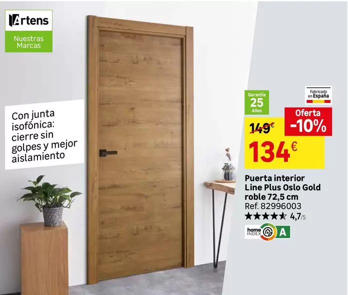 Plus - Puerta interior Line  Solo Gold Roble 72,5cm