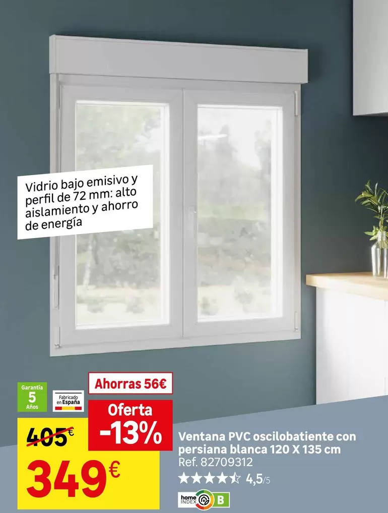 PVC - Ventana Pvc Oscillobatiente Con Persiana Blanca