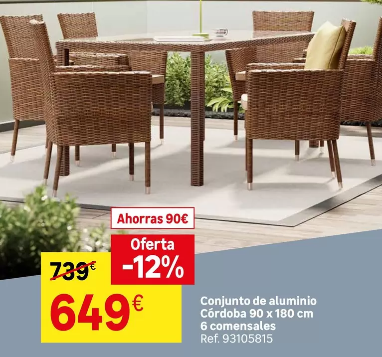 Conjunto De Aluminio Cordoba 90 X 180 Cm 6 Comensales