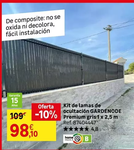 Premium - Kit De Lamas De Ocultación Gris 1x2,5m