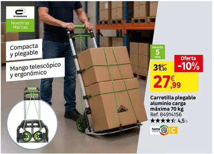 mango - Carretilla Plegable Aluminio Carga Maxima 70