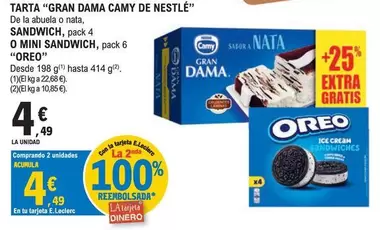 Oreo - Tarta "Gran Dama Camy De Nestlé" Sandwich O Mini Sandwich