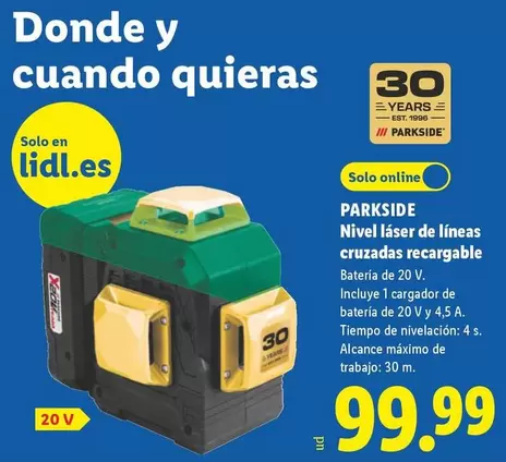 Parkside - Nivel Láser De Líneas Cruzadas Recargable