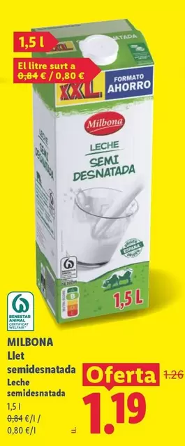 Milbona - Leche Semidesnatada