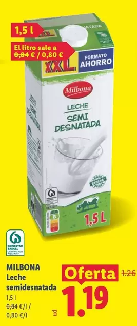 Milbona - Leche Semidesnatada