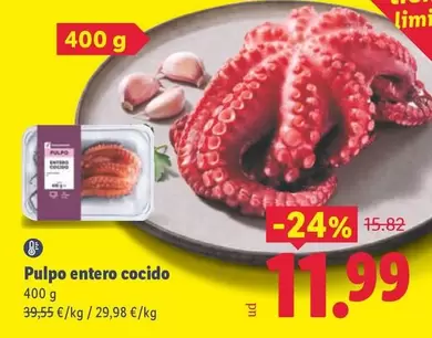 Pulpo Entero Cocido