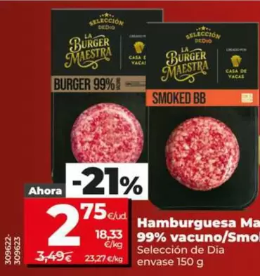 Seleccion De Dia - Hamburguesa Maestra 99% Vacuno/Smoked Bb