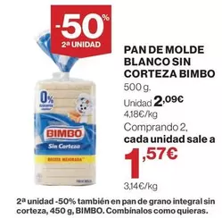 Bimbo - Pan De Molde Blanco Sin Corteza