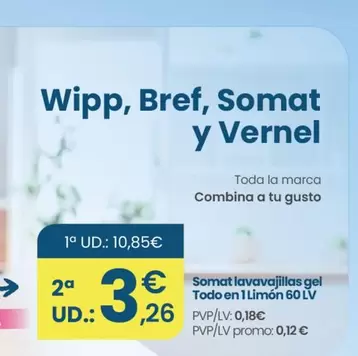 Wipp - Tomate Lavavajillas Gel Todo En 1 Limón 60 Lv