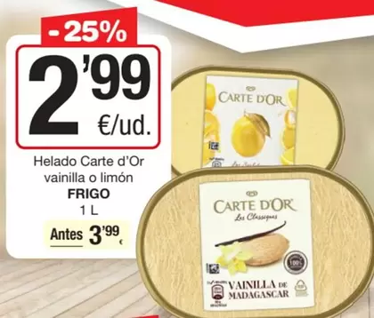 Frigo - Helado Carte D'Or Vainilla O Limón
