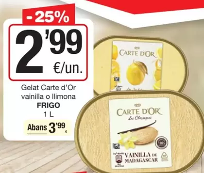 Frigo - Carte D'Or Gelat Vainilla O Llimona