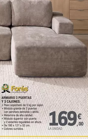 Fores - Armario 3 Puertas Y 3 Cajones