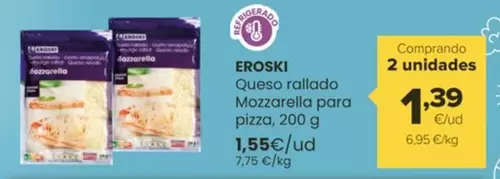 eroski - Queso Rallado Mozzarella Para Pizza