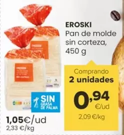 eroski - Pan De Molde Sin Corteza