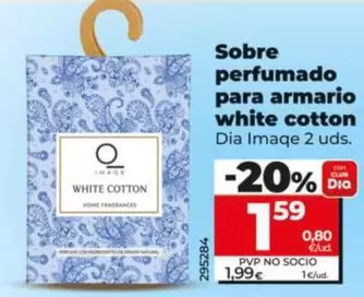 Dia Imaqe - Sobre Perfumado Para Armario White Cotton