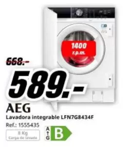 AEG - Lavadora Integrable Lfn7g8434f