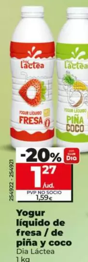 Yogur Líquido De Fresa / De Piña Y Coco