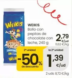 Weikis - Bollo Con Pepitas De Chocolate Con Leche